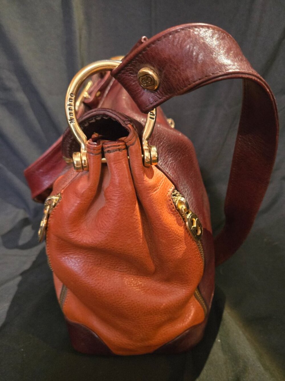 Marino Orlandi Two-Tone Genuine Leather Shoulder Bag – Made in Italy - Picture 8 of 10
